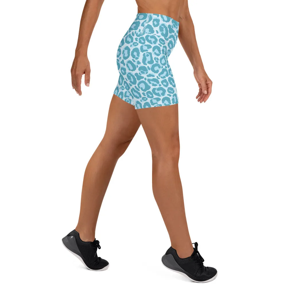 Yoga Shorts Blue Leopard