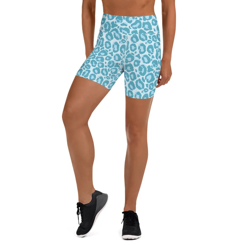 Yoga Shorts Blue Leopard