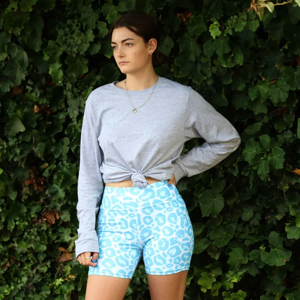 Yoga Shorts Blue Leopard