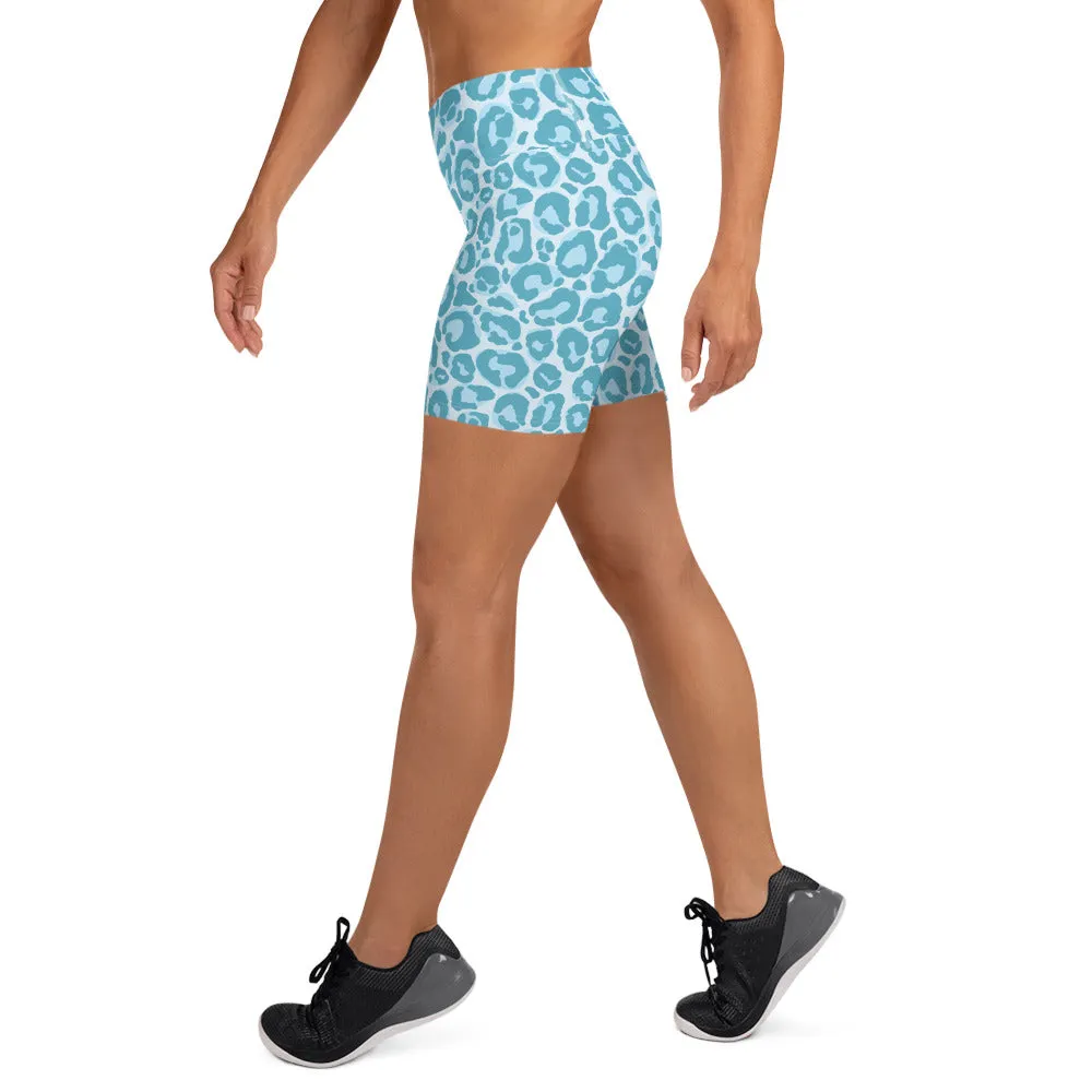 Yoga Shorts Blue Leopard